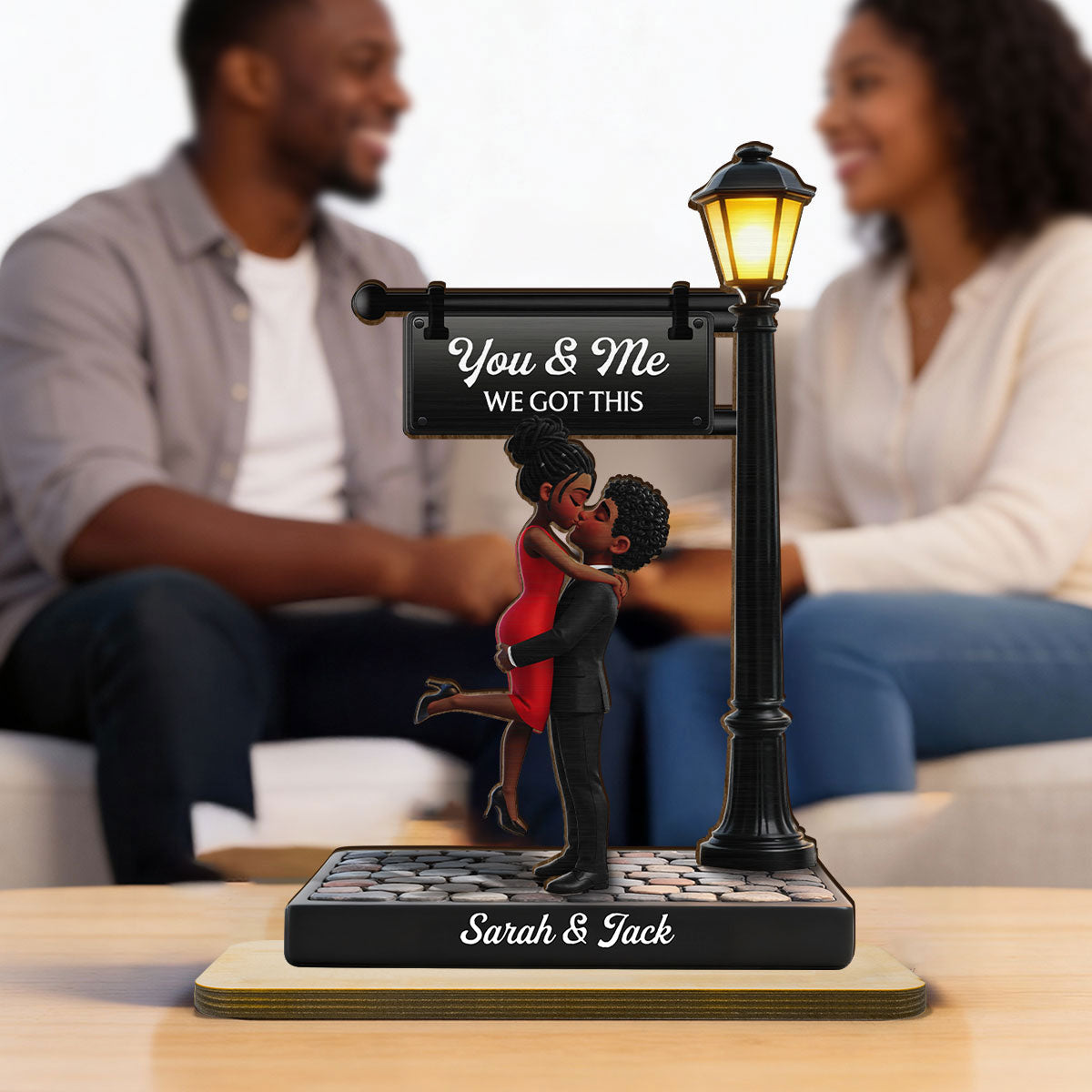 Eternal Love Love Under The Light - Personalized 2-Layered Wooden Plaque - Heartfelt Valentine's Day Gift For Couple, For Him, For Her