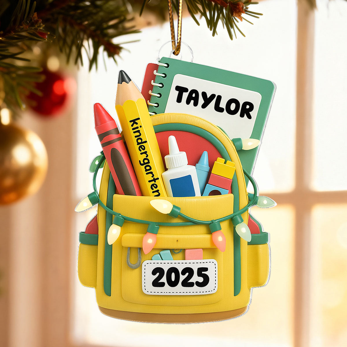 School Backpack Ornament 2025 - Personalized Acrylic Ornament - Christmas Gift for Kid, Grandkids