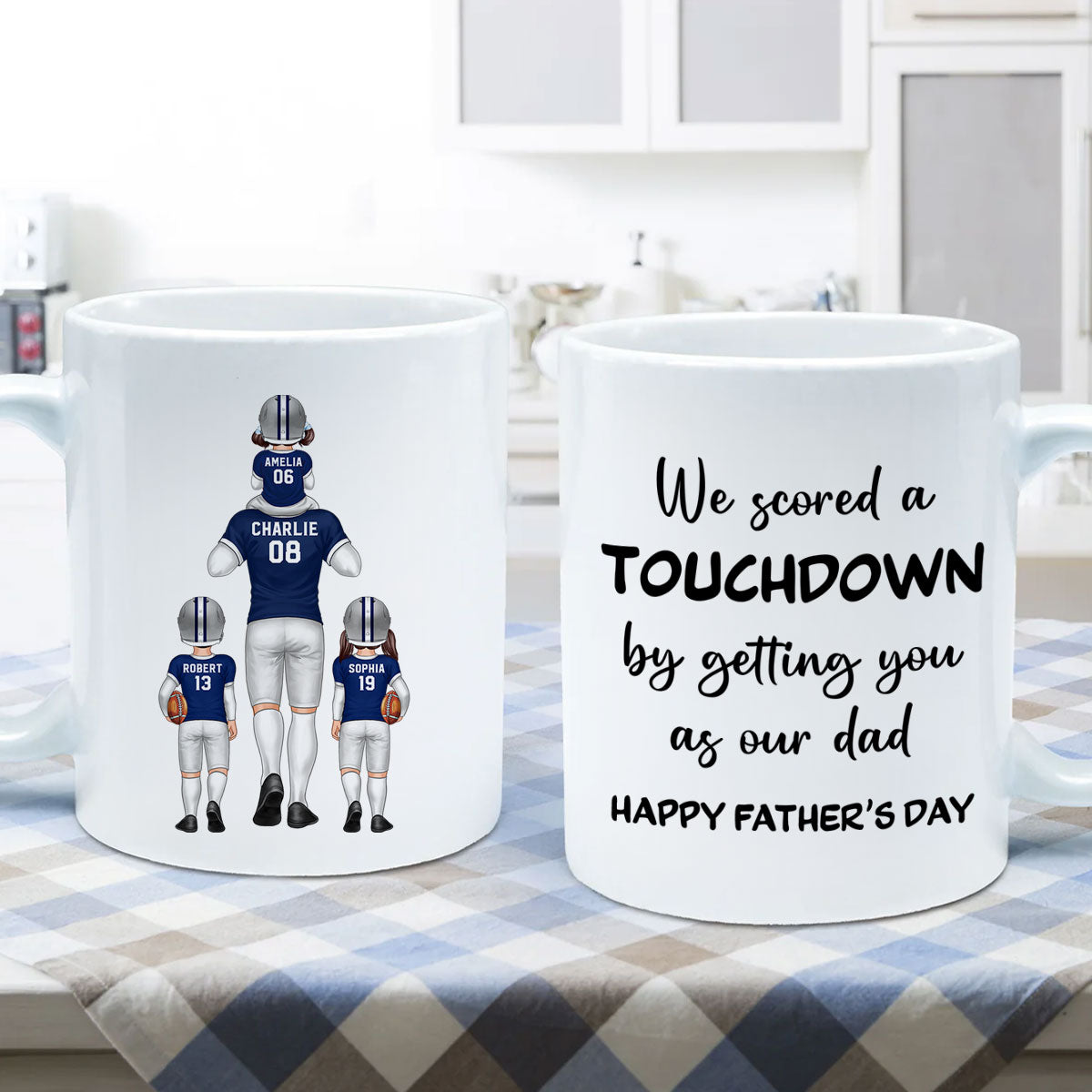 We Scored A Touchdown Getting You As Our Dad American Football Dad Father‘s Day Gift Personalized Mug