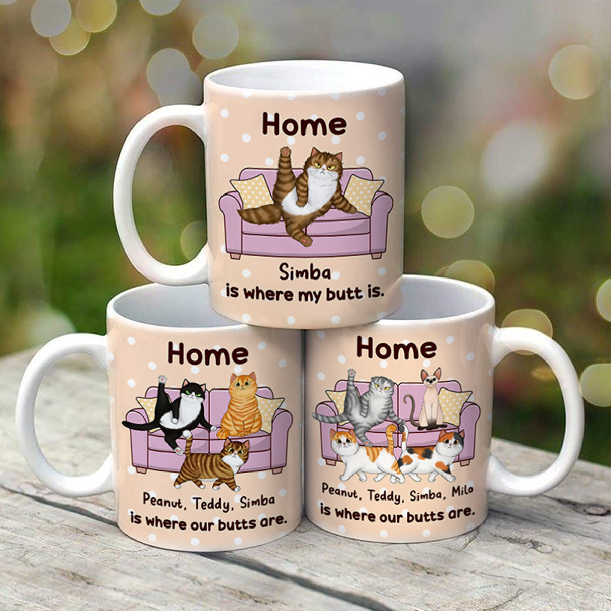 Home Is Where My Butt Is Funny Fluffy Cat Personalized Mug