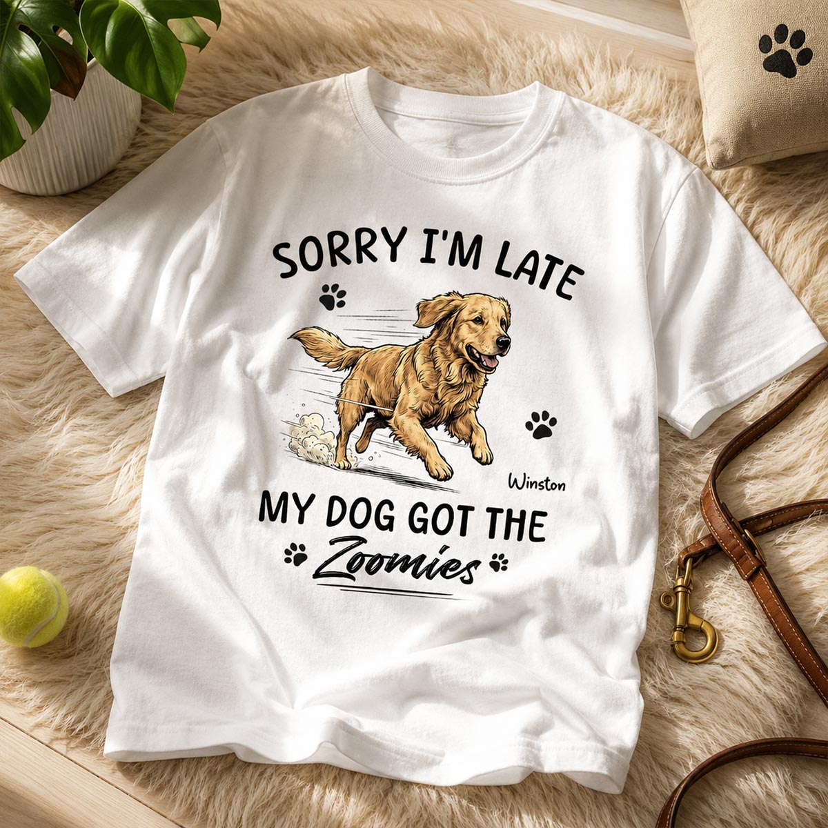 Sorry I'm Late My Dog Got The Zoomies Custom Pet Photo - Personalized Shirt - Funny Gift For Dog Lover