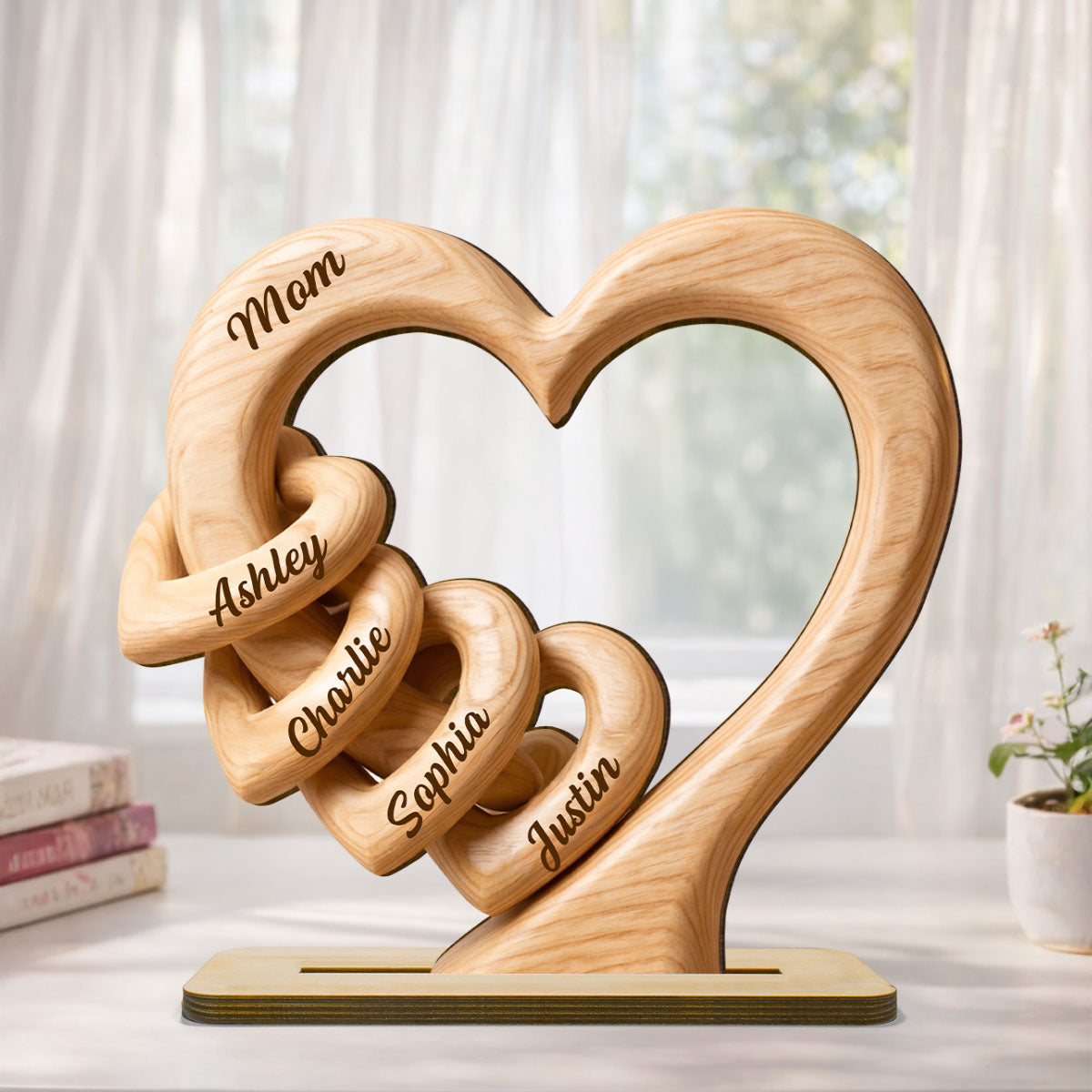 Mom Grandma Heart - Personalized 2-Layered Wooden Plaque - Sentimental Mother's Day Gift for Mom, Wife