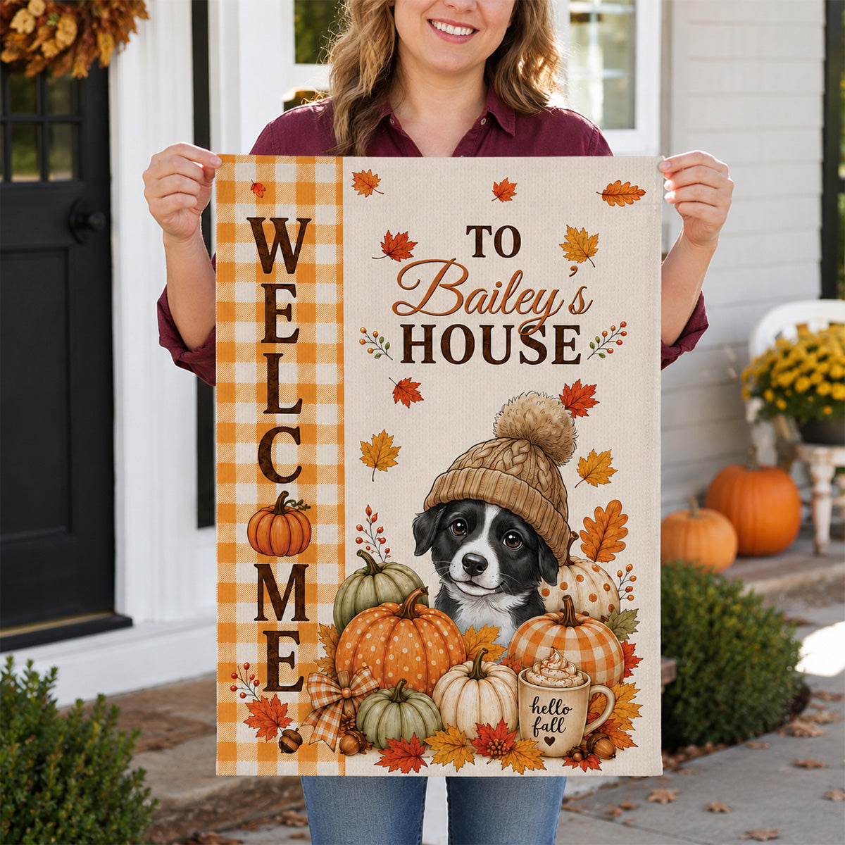 Welcome To The Dog House Fall Season - Personalized Garden Flag