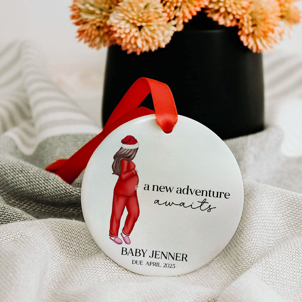 Pregnant Mom Baby Bump's First Christmas 2024 Ornament, Personalized Gifts Family, Pregnant Ornament, Baby Bump Christmas Ornament