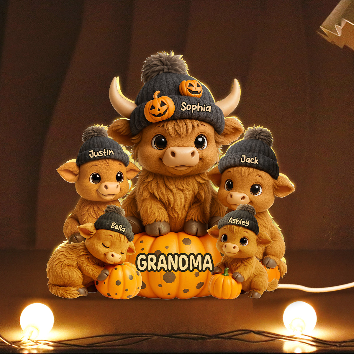 Mama Cow Personalized Light Box, Cozy Fall Vibe Halloween Decor for Mom, Grandma