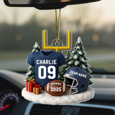 3D Effect Proud American Football Player Uniform - Personalized Acrylic Car Hanger - Gift For Football Lovers, Football Team