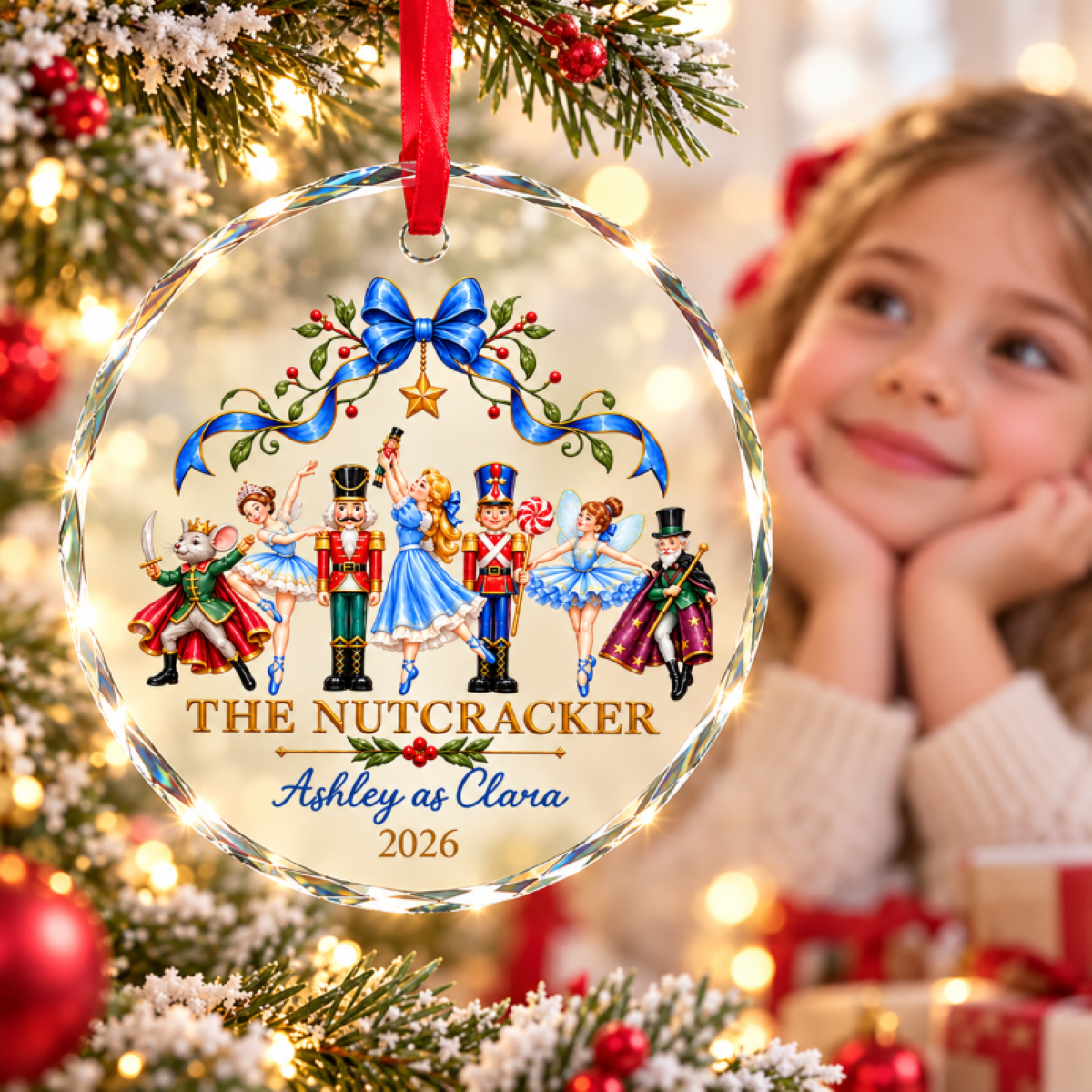 The Nutcracker Custom Name And Character - Personalized Glass Ornament - Christmas Gift For Ballet Dancers, Girls, Kids