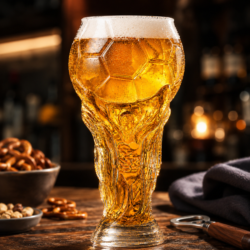 World Cup 2026 Football Trophy Beer Glass, Match Day Beer Glass, Birthday Gift for Him, Gift for Dad