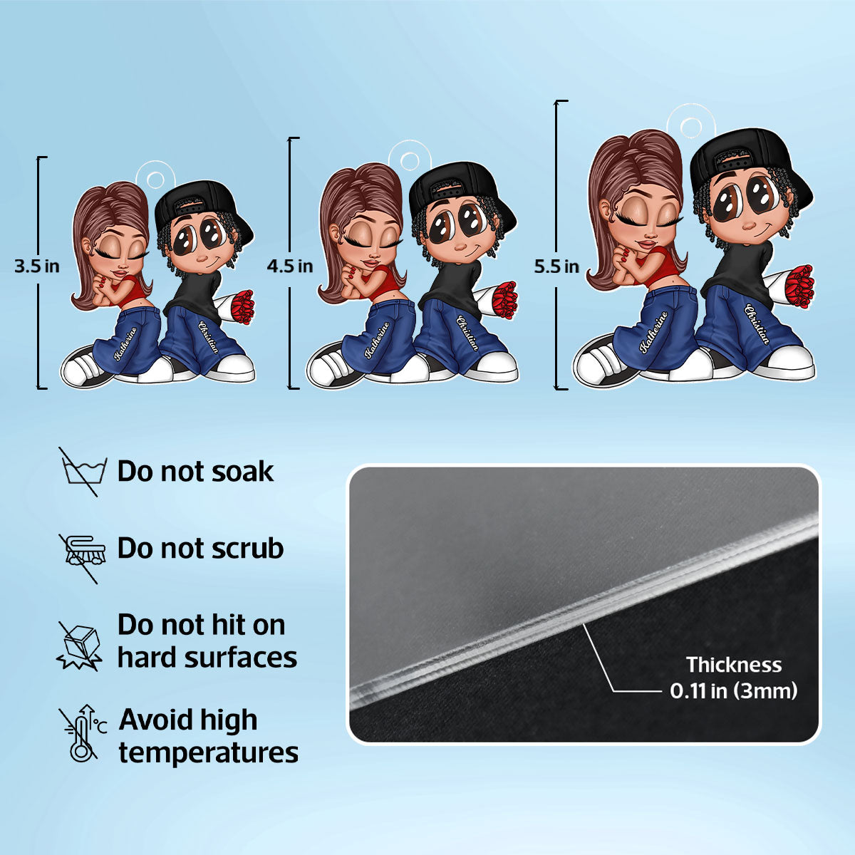 Y2K Couple Personalized Acrylic Car Hanger, Unique Valentine's Day Gift For Him, Gift For Her