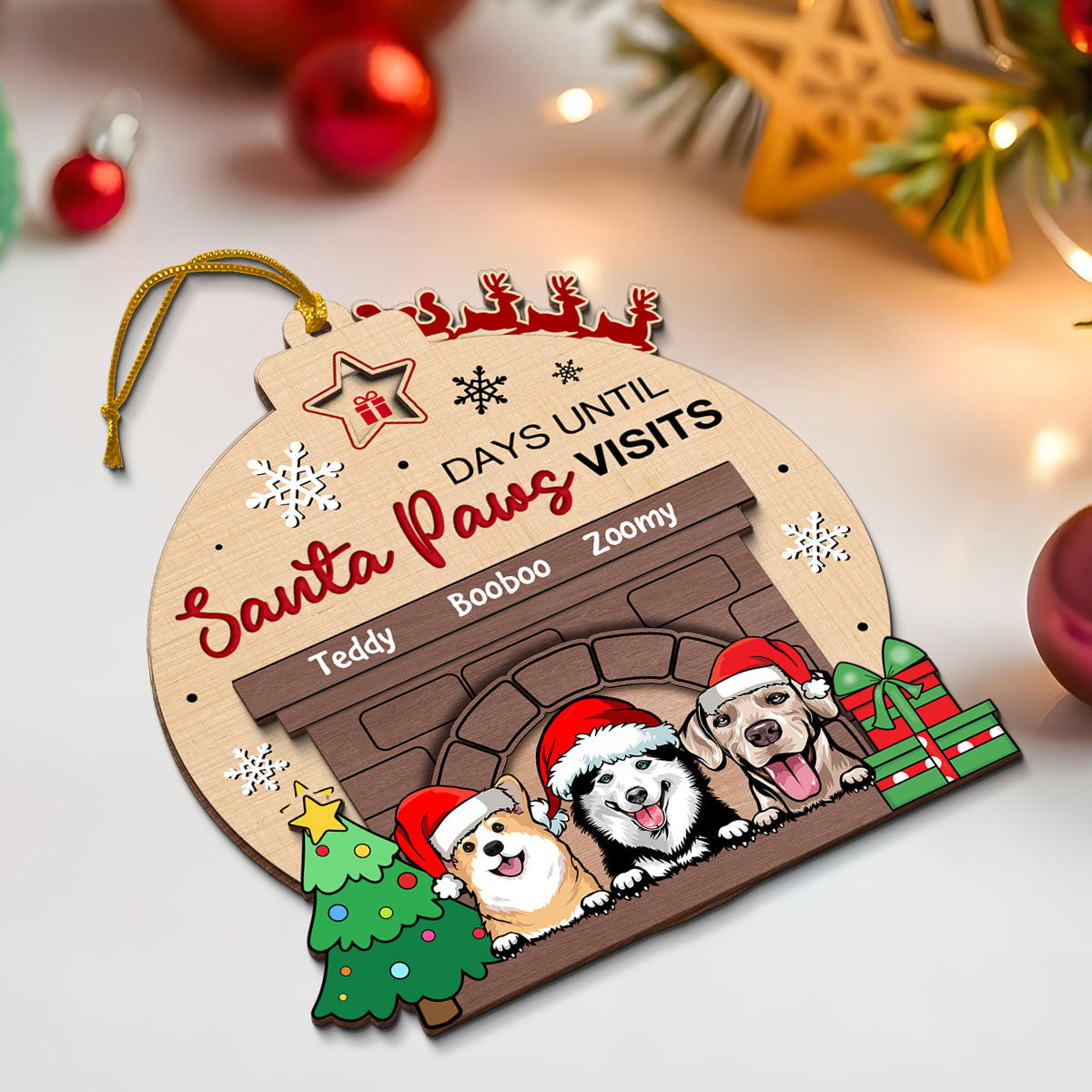 Sleeps Until Santa Paws Visits Dogs Personalized Countdown Ornament, Christmas Gift For Dog Lovers