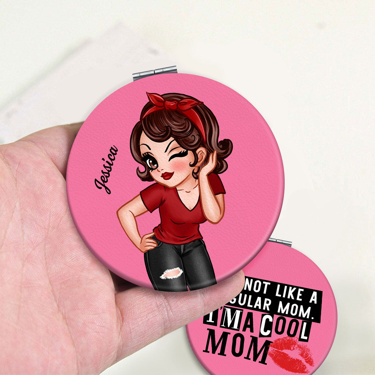 Cool Mom Not Regular Mom Personalized Circle Compact Mirror