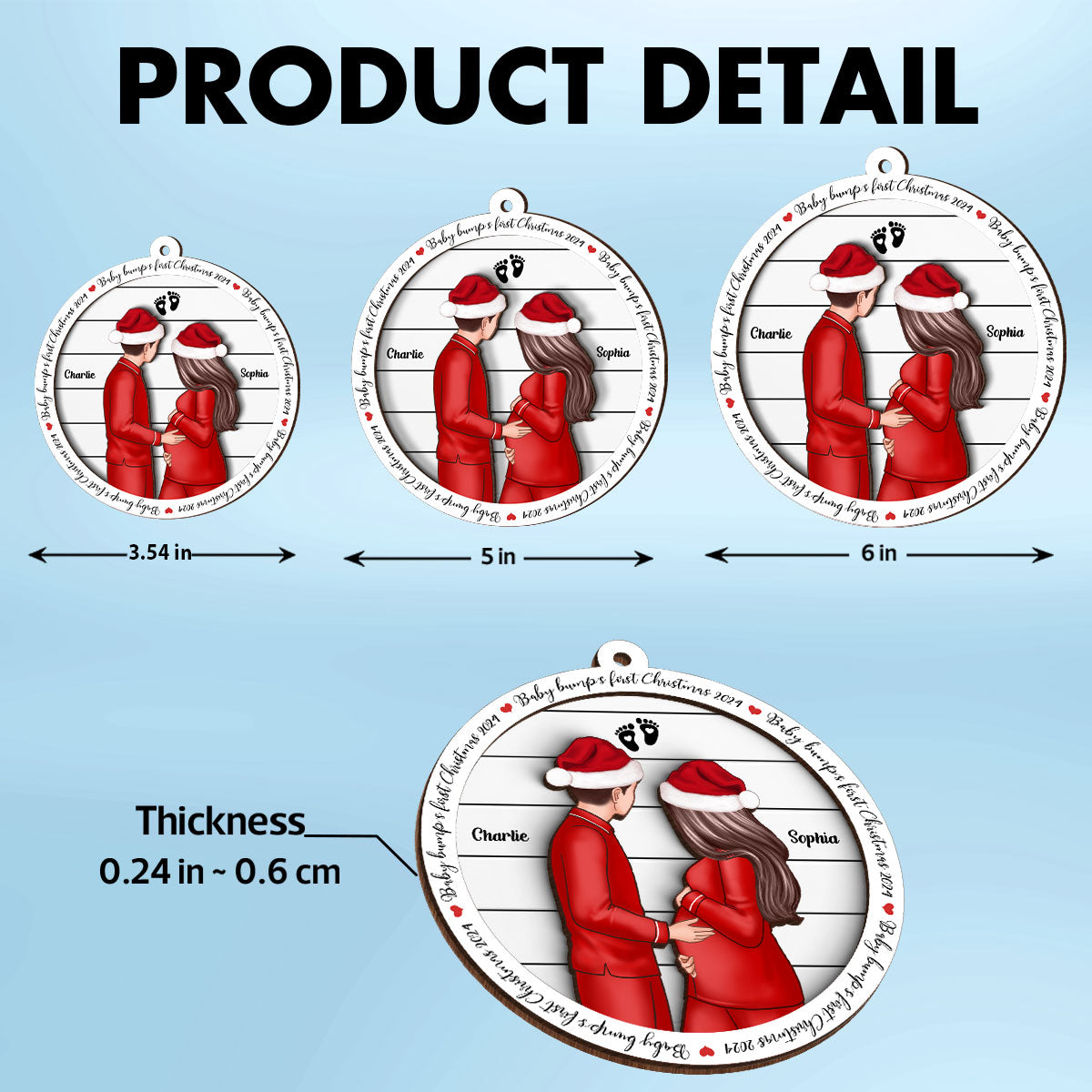 Baby Bump's First Christmas, Growing Family, Personalized Pregnancy 2-Layer Wooden Ornament