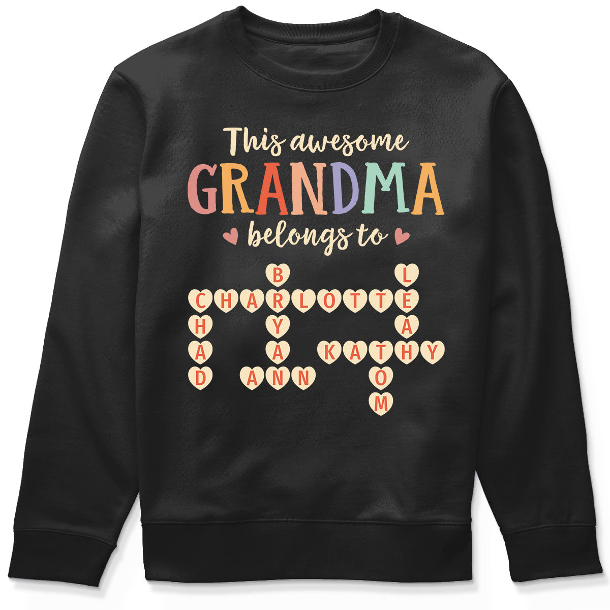 This Grandma Belongs To Grandkids Heart Crossword Puzzle Personalized Shirt