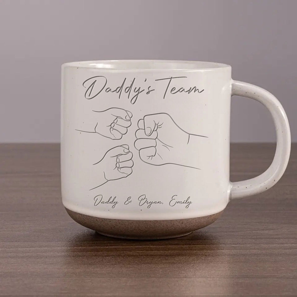Daddy's Team Fist Bump Personalized Pottery Mug