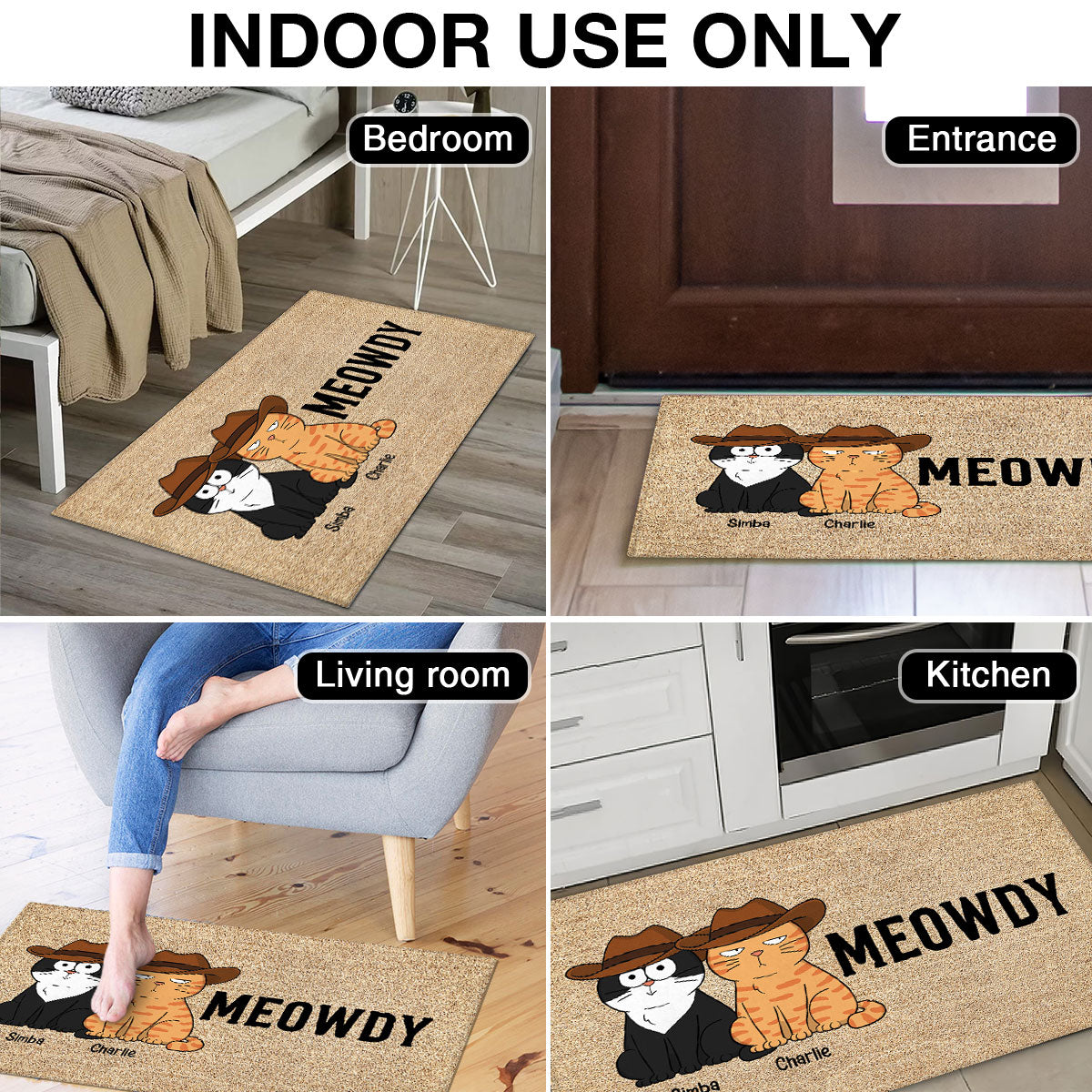 Meowdy Funny Cat Welcome Personalized Doormat