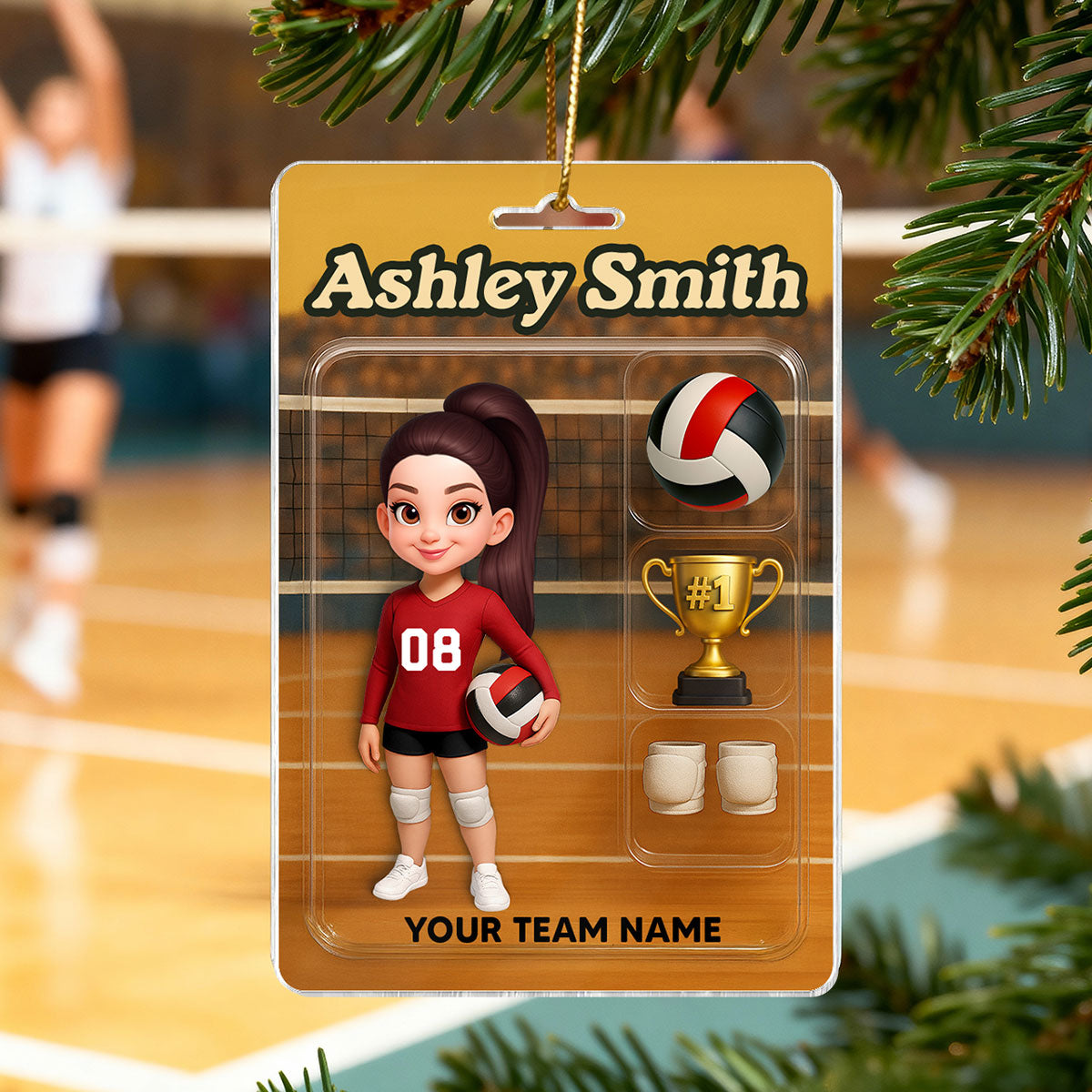3D Effect Volleyball Player Custom Figure - Personalized Acrylic Ornament - Christmas Gift For Volleyball Players