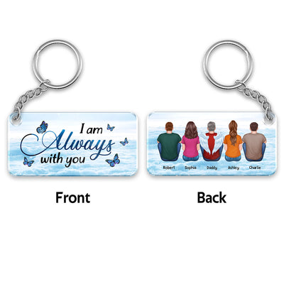 Always With You Sky Family Members Grandma Grandpa Dad Mom Kids Dogs Cats Memorial Personalized Acrylic Keychain