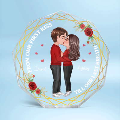 Doll Couple Kissing Valentine‘s day Gift Personalized Nonagon Acrylic Plaque