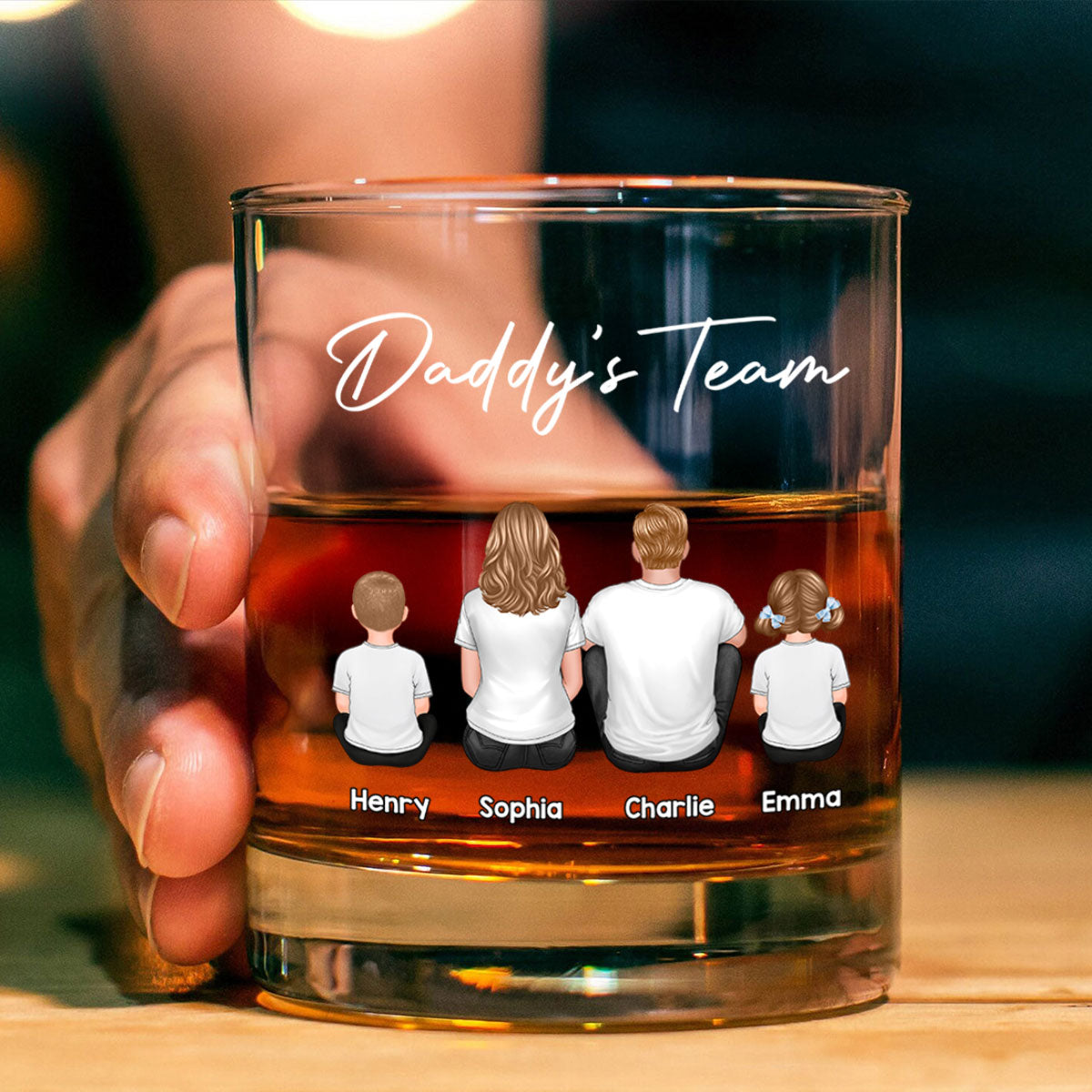 Daddy's Team Personalized Wine Glass, Heartfelt Father's Day Gift For Dad