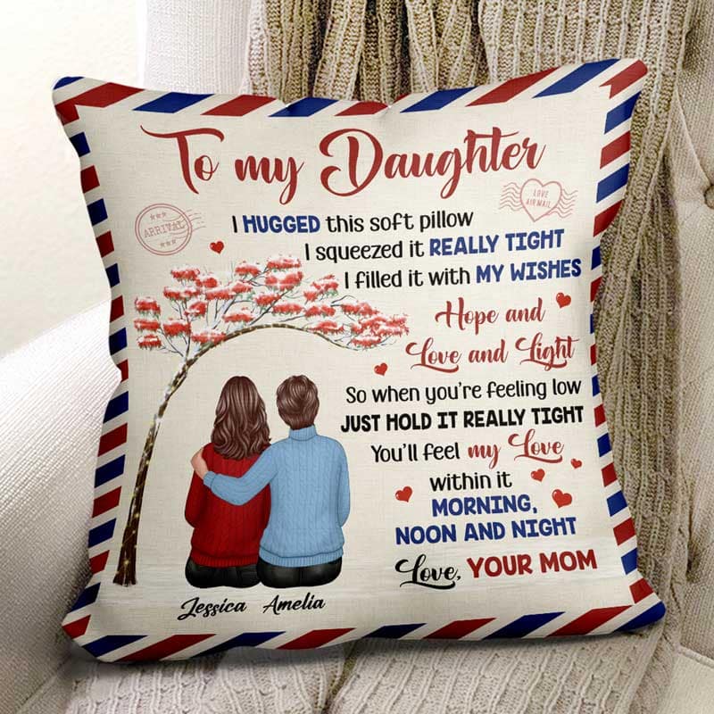 Red Tree To My Daughter Envelope Pattern Personalized Pillow (Insert Included)