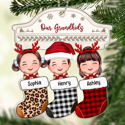 My Grandkids Christmas Stocking Fireplace Personalized Acrylic Ornament