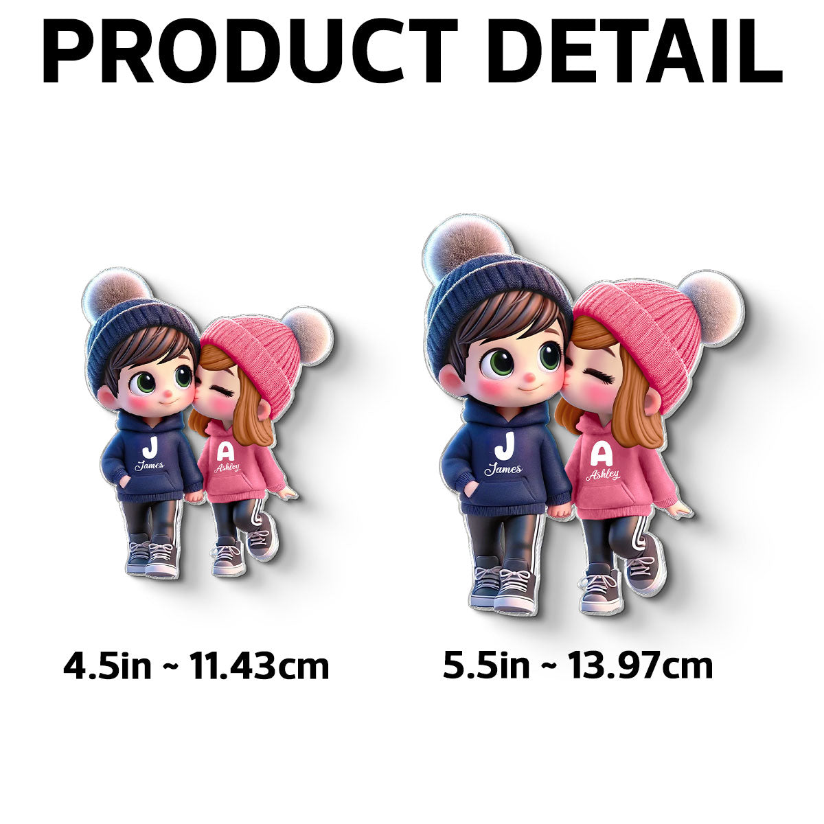 3D Effect Cute Cartoon Couple Walking Personalized Acrylic Fridge Magnet,  Gift for him, Gift For Her
