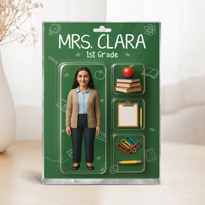 Teacher Custom Face Figure Personalized Rectangle Acrylic Block Plaque, Teacher Appreciation Gift