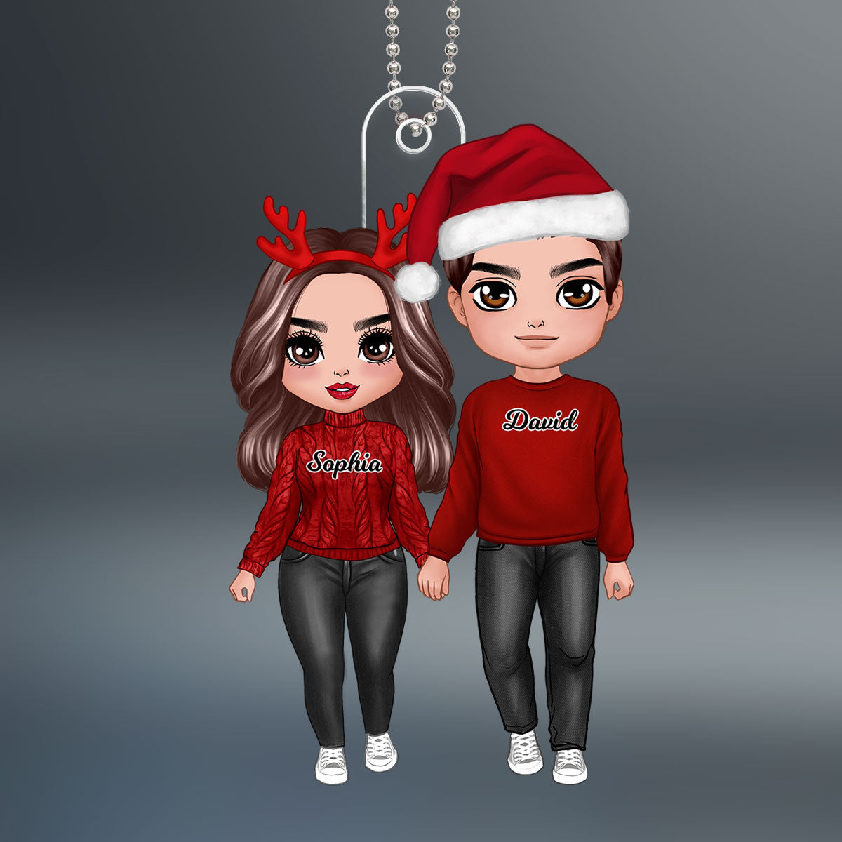 Doll Couple Standing Christmas Gift For Him For Her Personalized Acrylic Ornament