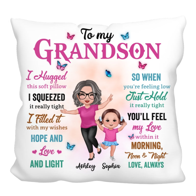 Colorful To My Granddaughter Grandson Gift Happy Doll Grandma Grandkid Personalized Pillow