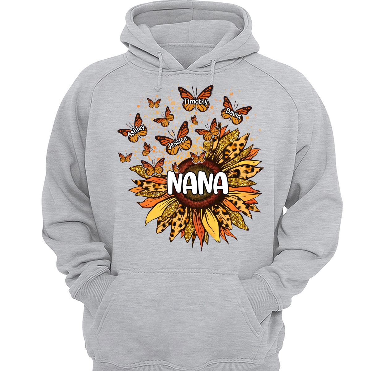 Grandma Mom Sunflower Butterflies Fall Season Personalized Shirt
