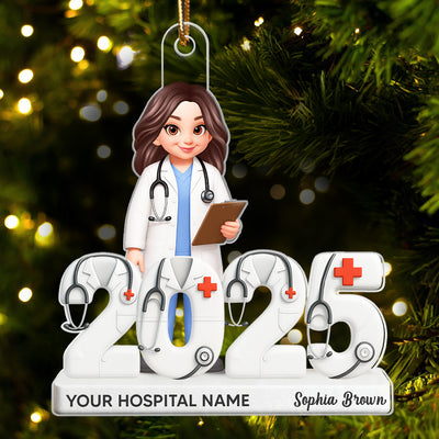 Doctor 2025 3D Effect - Personalized Acrylic Ornament - Christmas Gift for Doctors