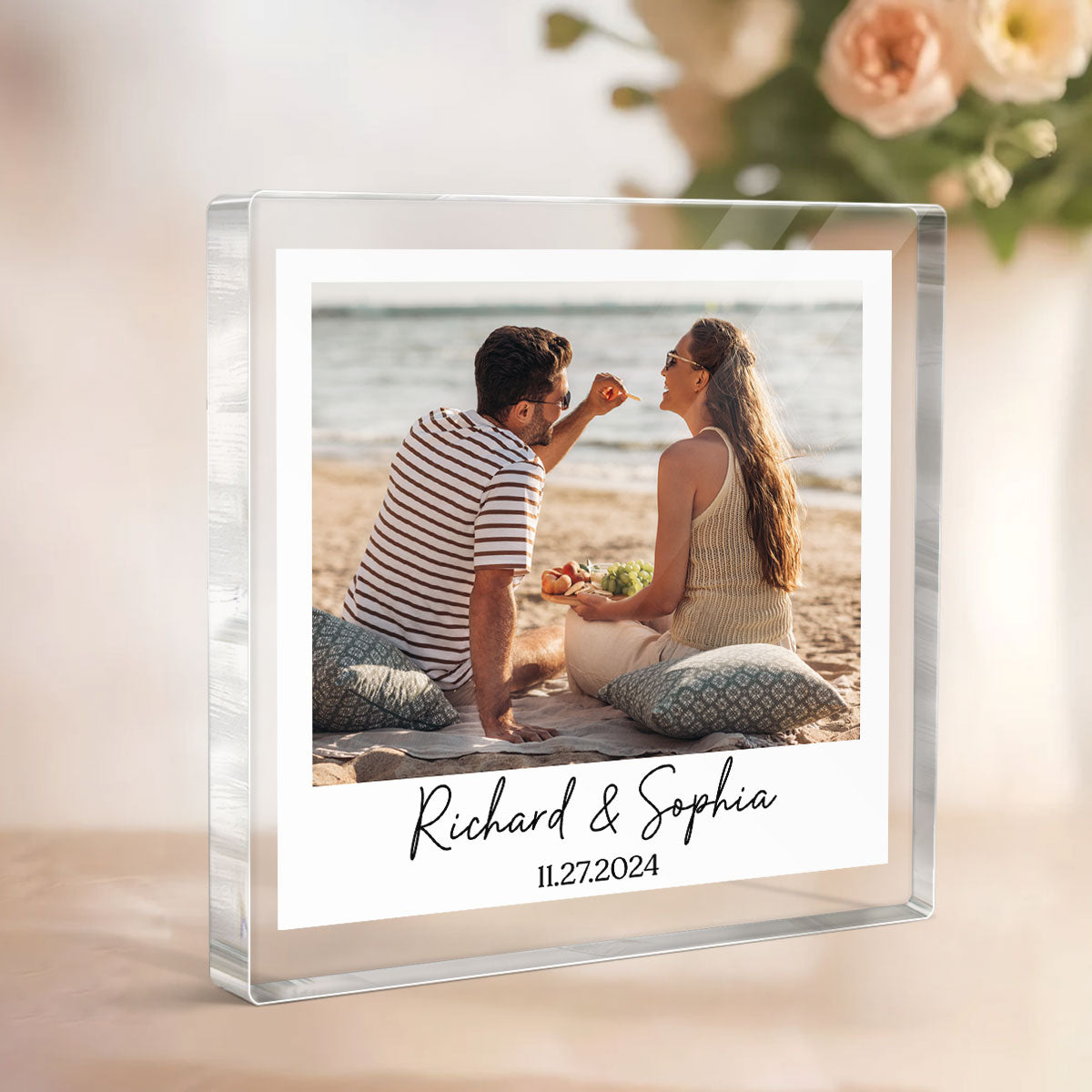 Couple Photo Frame Upload Personalized Acrylic Square Block Plaque, Heartfelt  Gift For Couple, For Him, For Her, Boyfriend, Girlfriend, Husband, Wife