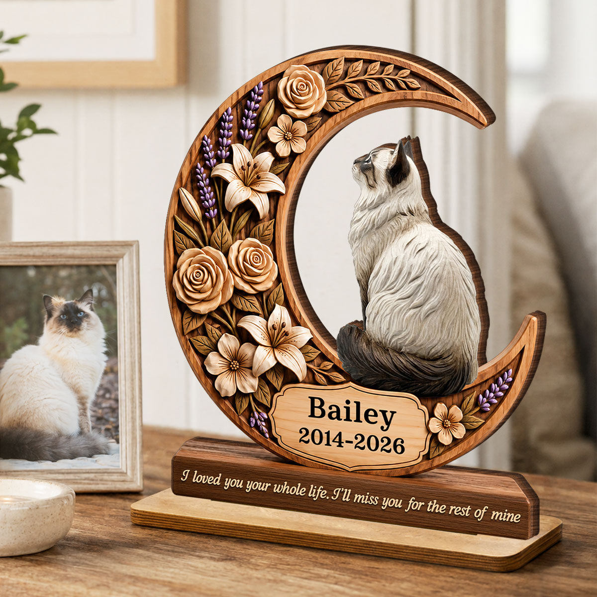 I Loved You Your Whole Life Pet Memorial - Personalized 2-Layered Wooden Plaque - Heartfelt Sympathy Gift for Dog Cat Lovers