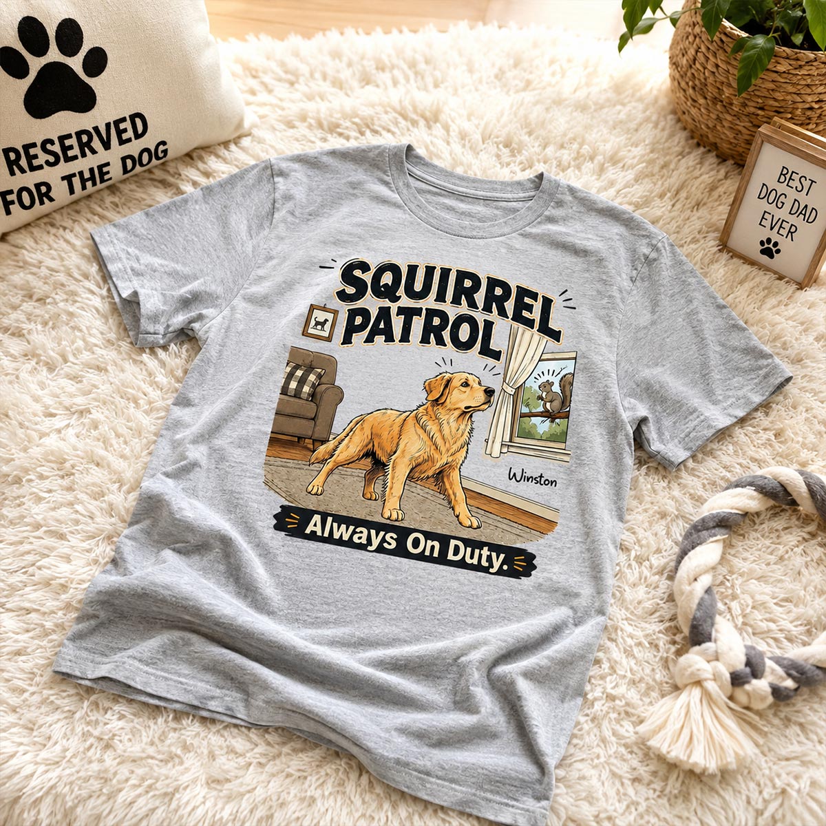 Squirrel Patrol Always On Duty Custom Dog Photo - Personalized Shirt - Funny Gift For Dog Lover
