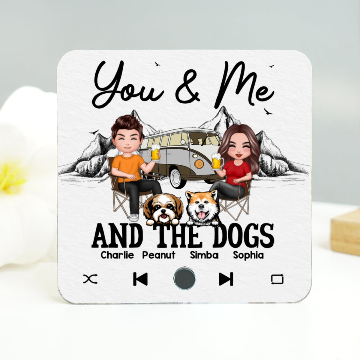 You Me & The Dogs Camping Couple  Gift For Camping Lover Personalized Music Fridge Magnet