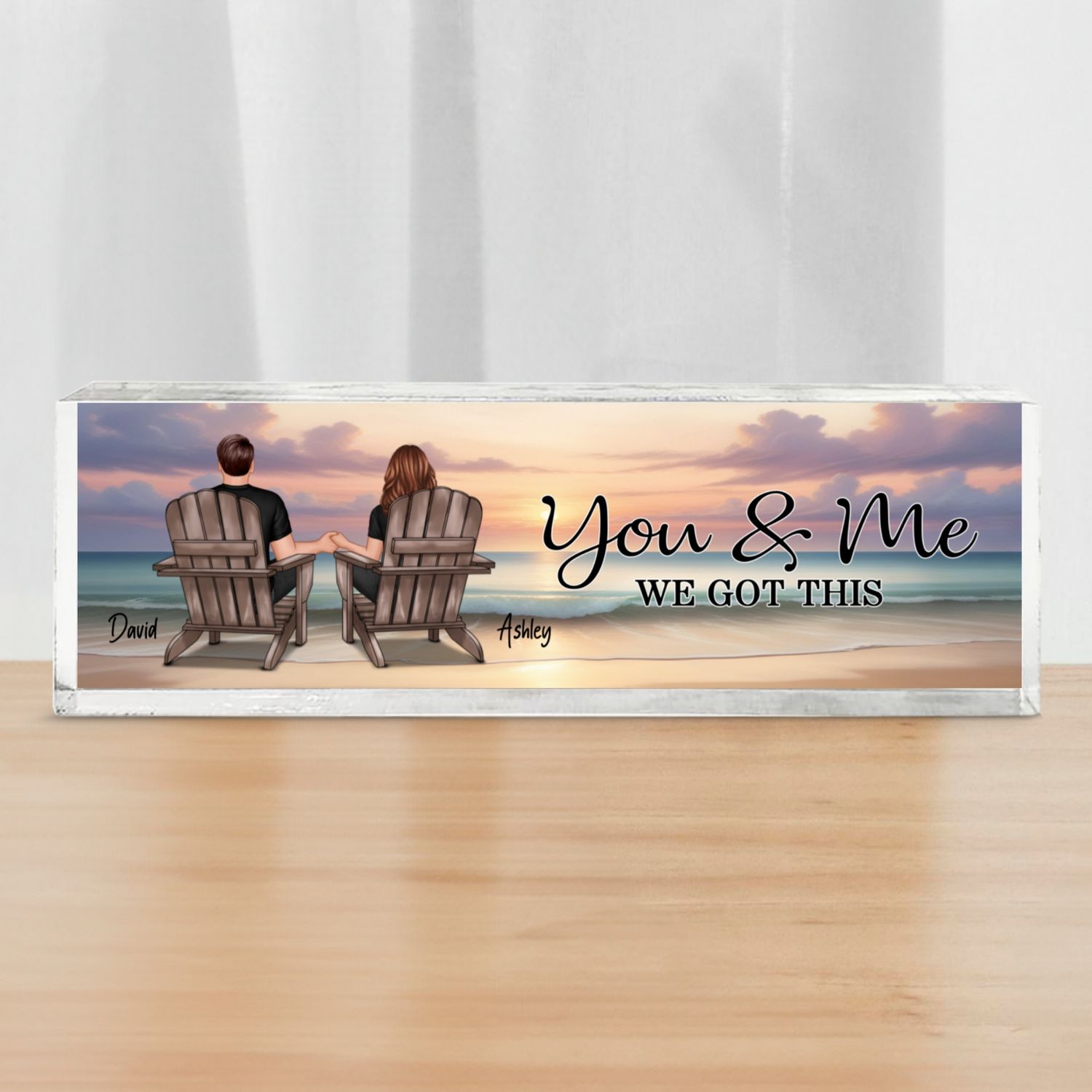 You & Me We Got This Couple Back View At Beach Personalized Acrylic Desk Block Plaque