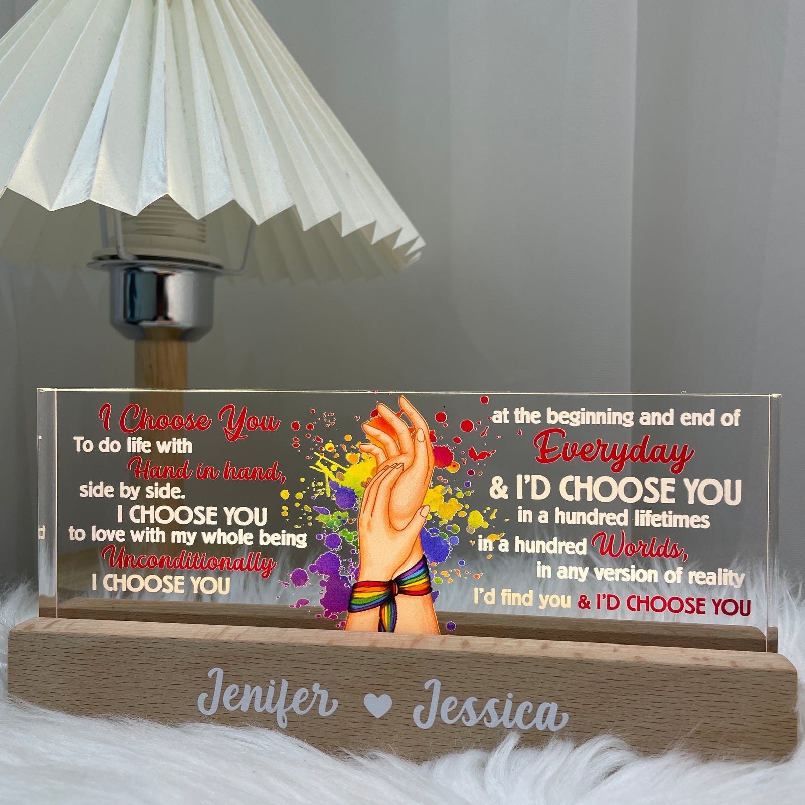 I Choose You LGBTQ+ Gift Personalized Acrylic Block LED Night Light