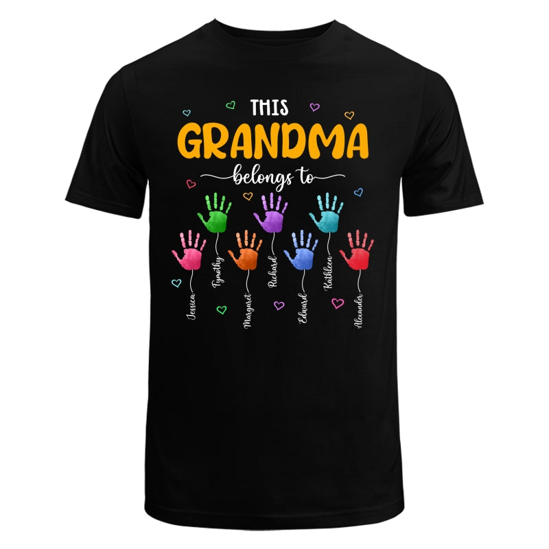 This Grandma Belongs To Colorful Hand Print Personalized Shirt