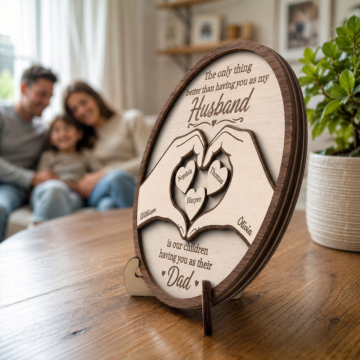 The Only Thing Having You As My Husband Hearts in Hands - Personalized 2-Layered Wooden Plaque - Father's Day Gift For Husband