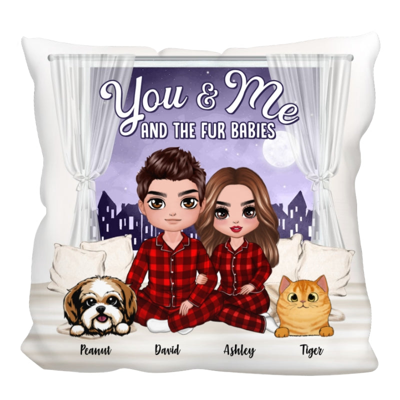 Couple Cats Dogs Window Personalized Pillow