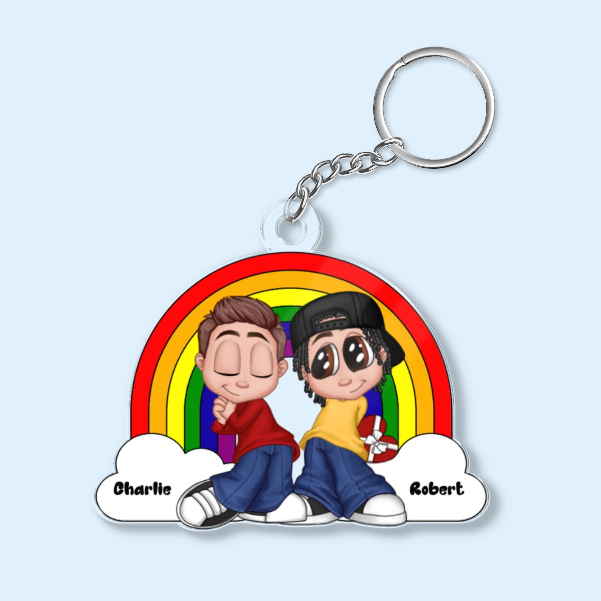 Y2K Couple LGBT Rainbow Personalized Acrylic Keychain