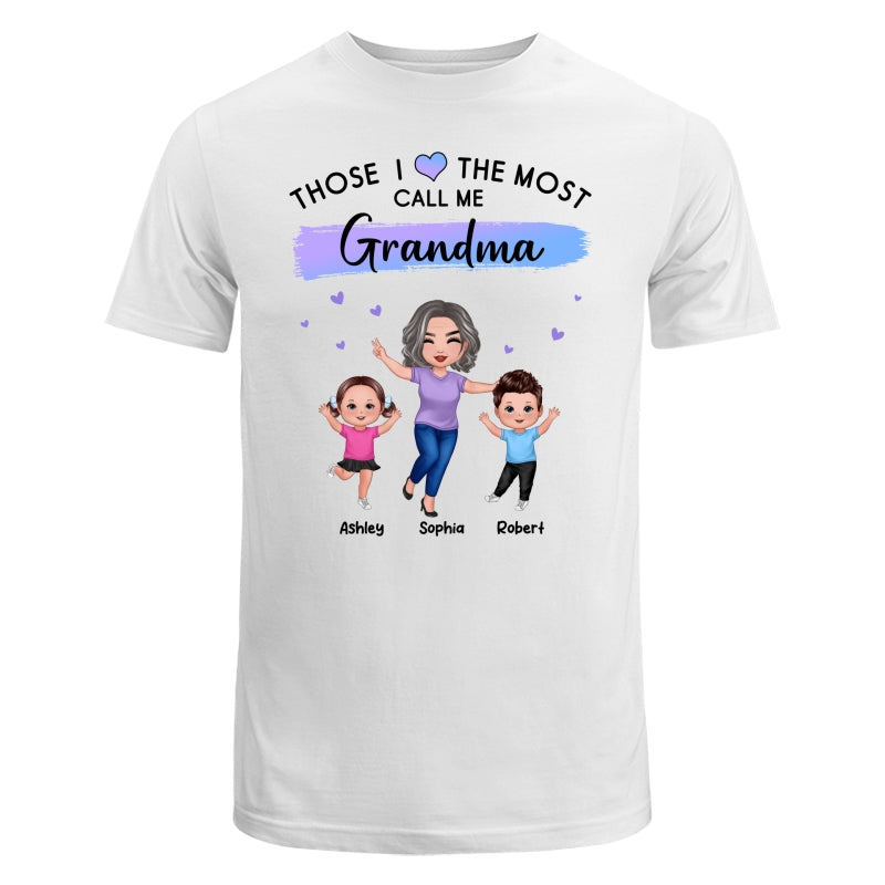 Those I Love The Most Call Me Grandma Doll Grandma & Grandkids Personalized Shirt