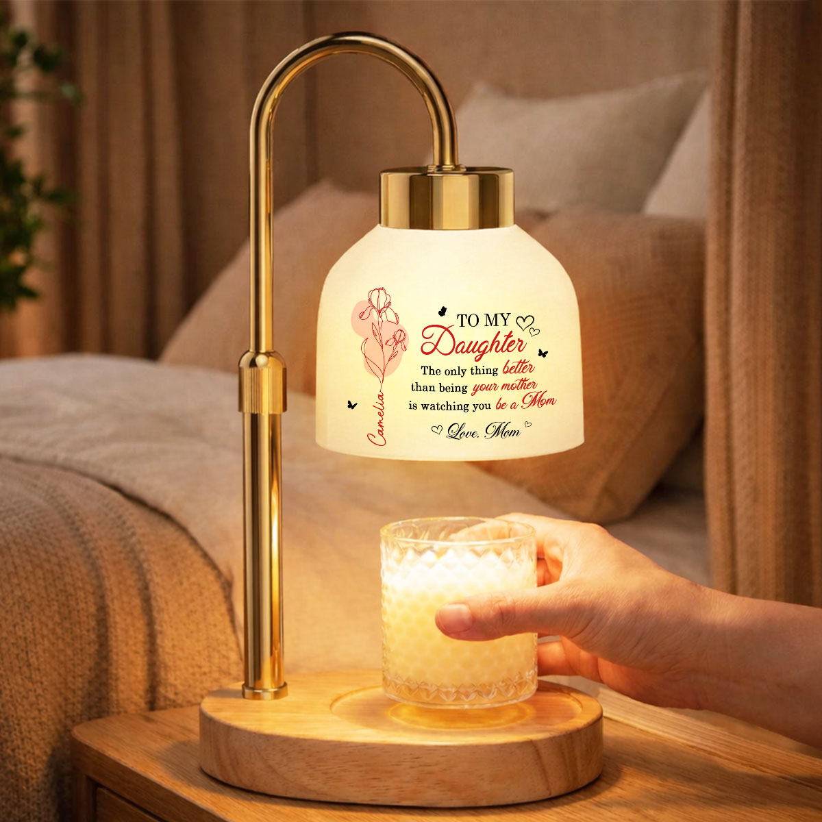 The Only Thing Better is Watching You Be a Mom - Personalized Candle Warmer Lamp - Custom Birth Month Flower, Heartfelt Mother's Day Gift for Daughter