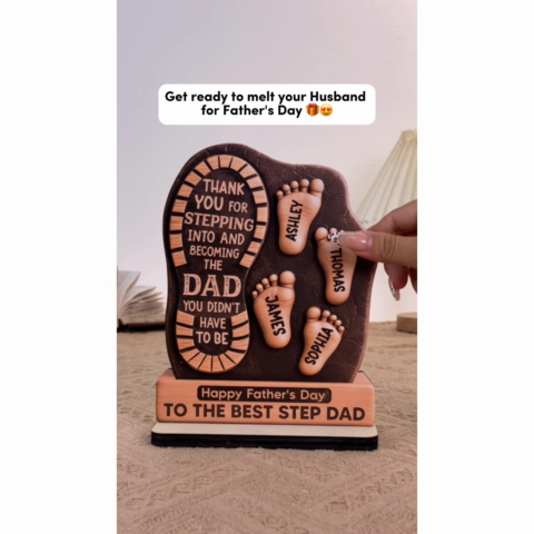 Happy Father's Day Best Step Dad Ever Personalized 2-Layer Standing Wooden Plaque| Heartfelt Father's Day Gift For Stepdad, Bonus Dad
