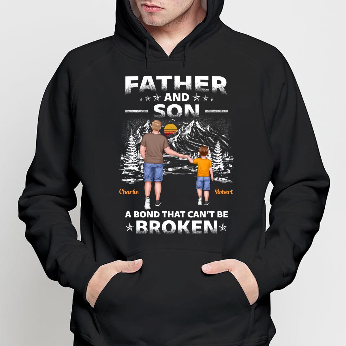 Father And Children Punch Hands Mountain Sketch Personalized Shirt