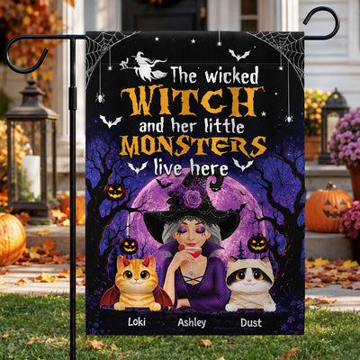 Trending Halloween Theme Cat Mom Witch - Personalized Garden Flag - Halloween Gift For Cat Lovers