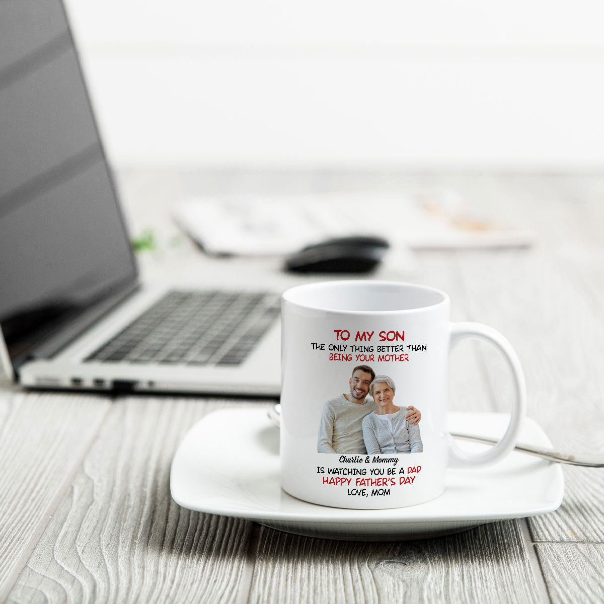 To My Son From Mom Happy Father‘s Day Photo Insert Personalized Mug