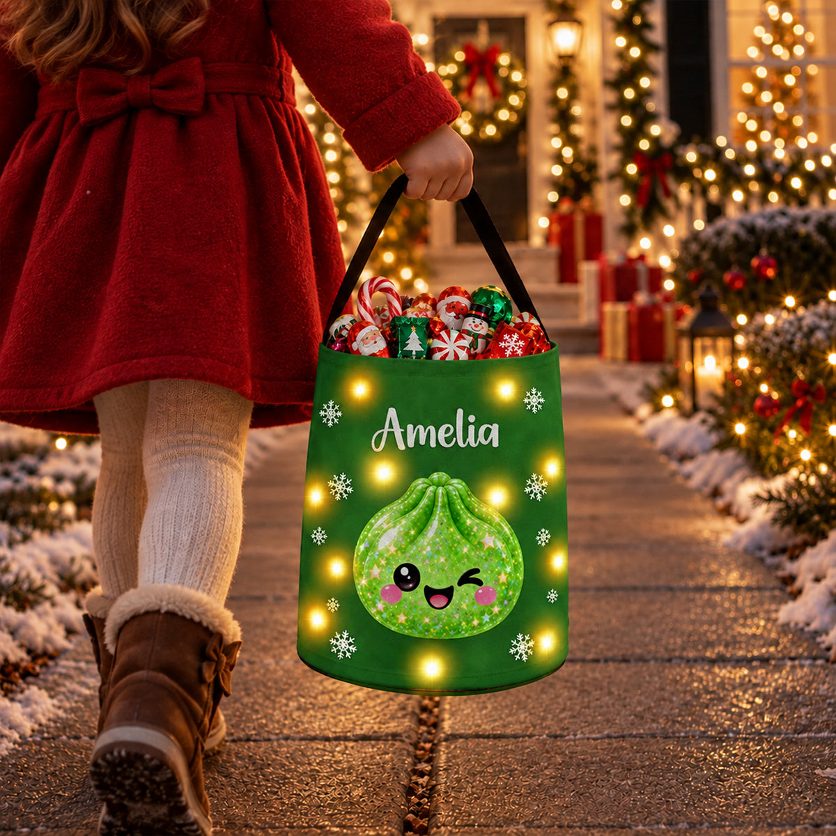 Cute Squishy Dumpling - Personalized Christmas Gift Bag - Holiday Gift Bag, Family Christmas Sack for Kids