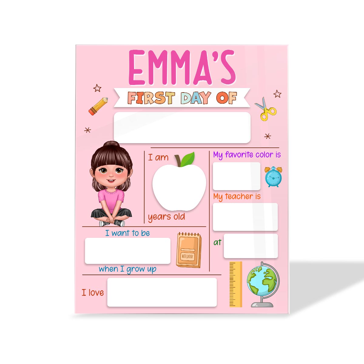 First Day, Last Day of School Cute Kid School Things Personalized Board School Sign