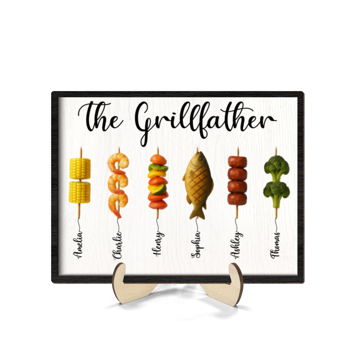 Best Grilling Dad Ever With Kids' Names Personalized 2-Layered Wooden Plaque, Father's Day Gift For Husband, For Dad, For Grandpa